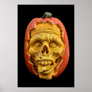 Póster O Dia das Bruxas Sculpted a cara assustador da