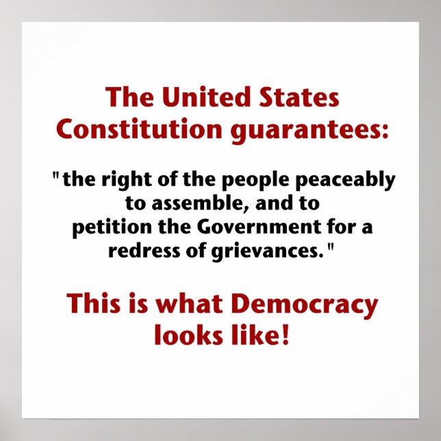 Póster O direito de reunião - Como se parece a democracia (Frente)
