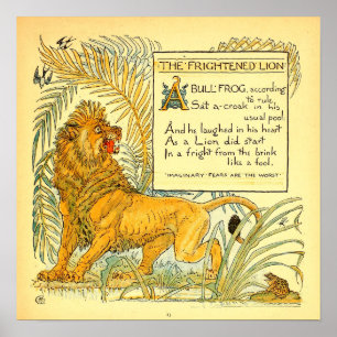 Poster O dominio público Walter Crane do Leão Assustado,