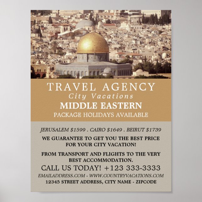 Poster O Domo do Rochedo, Jerusalém, Agência de Viagem (Frente)