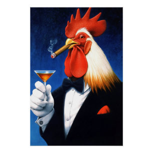 Póster O Don do amanhecer   Dapper Rooster Smoking Cigar