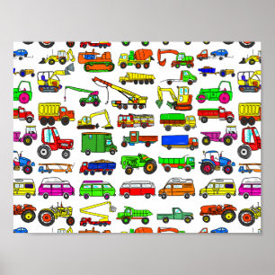 Póster O Doodle transporta camionetes e automóveis
