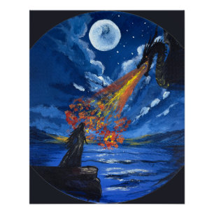 Póster O dragão - Obra de arte feita à mão