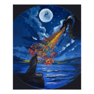 Póster O dragão - Obra de arte feita à mão