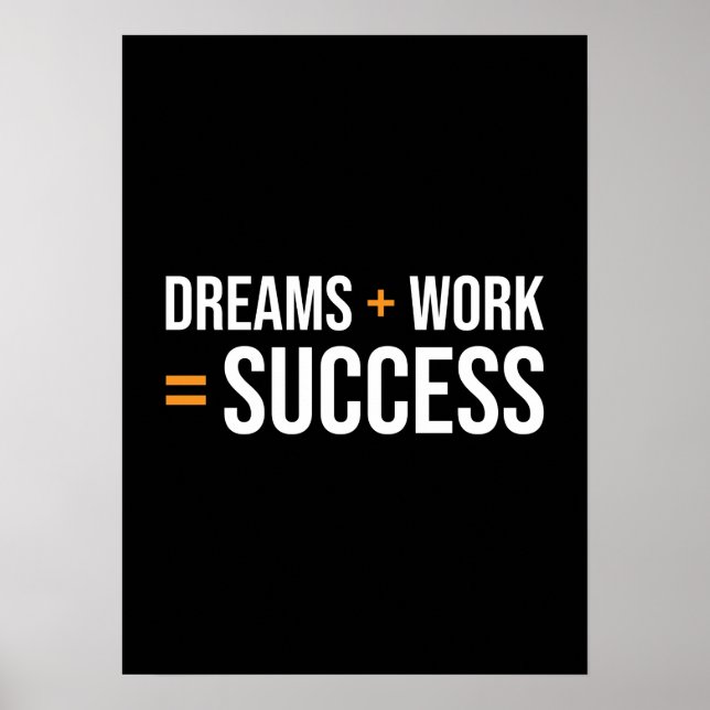 Poster O Dreams Plus Work É Igual Ao Sucesso (Frente)