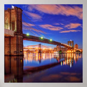 Poster O East River, ponte de Brooklyn, Manhattan