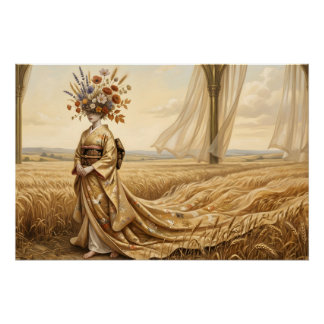 Póster O Eco Dourado: Espírito Botânico Surrealista em W