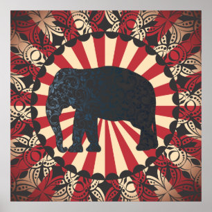 Póster O elefante do circo do vintage de StellaRoot livra