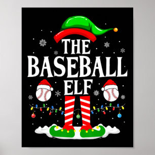Poster O Elf Beisebol Engraçado Correspondendo Xmas Baseb