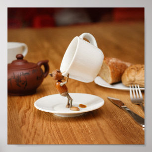 Poster O elfo da bolota está a bebendo do seu café