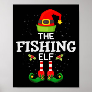 Poster O Elfo Pescador Natal Família Pijama Combinando