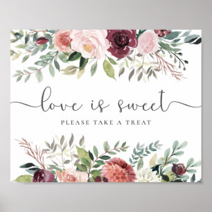 Poster O encanto rústico Borgonha cora casamento floral