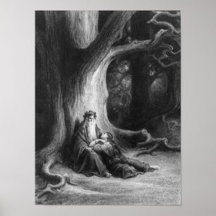 Póster O Enchanter Merlin e Vivien feericamente