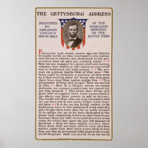 Póster O endereço de Gettysburg por Abraham Lincoln 1863