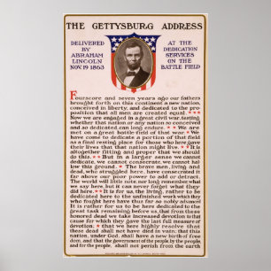 Póster O endereço de Gettysburg por Abraham Lincoln 1863