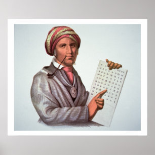 Poster O erudito Cherokee, Sequoyah (1776-1843) (cor