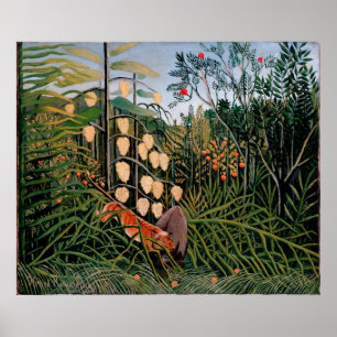 Póster O esforço de Rousseau entre Tigre e Bull (1909)