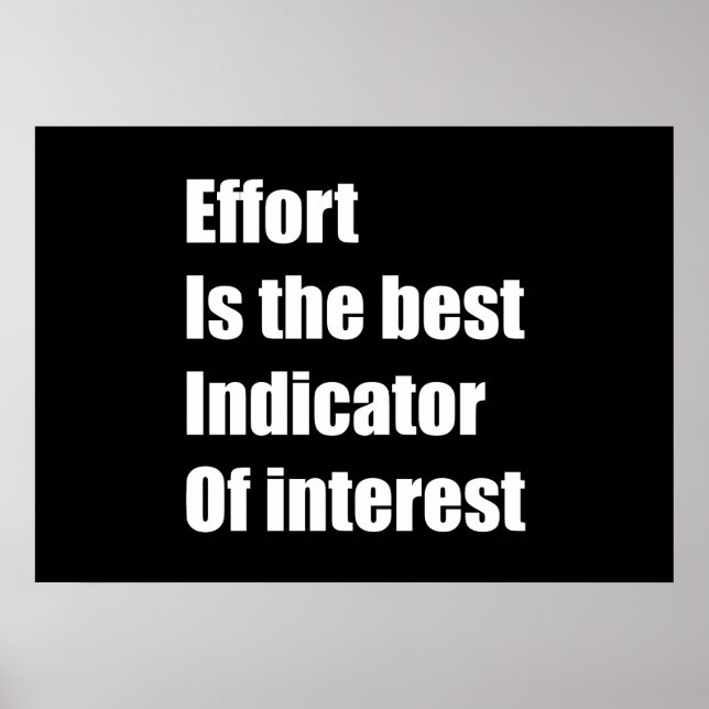 Poster O esforço é o melhor indicador de interesse (Frente)