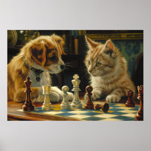 Poster O espaçador dos estudiosos Gato e Cachorro Jogan