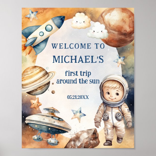 Poster O Espaço Astronauta Primeira Viagem Ao Redor Do So (Frente)