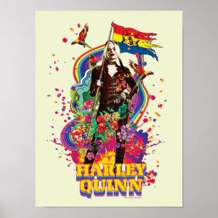 Poster O Esquadrão Suicida Harley Quinn Flowers & Rainb