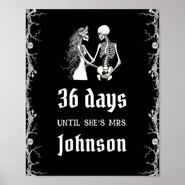 Poster O Esqueleto De Halloween Gótico Dias Até Ela Ser A (Frente)