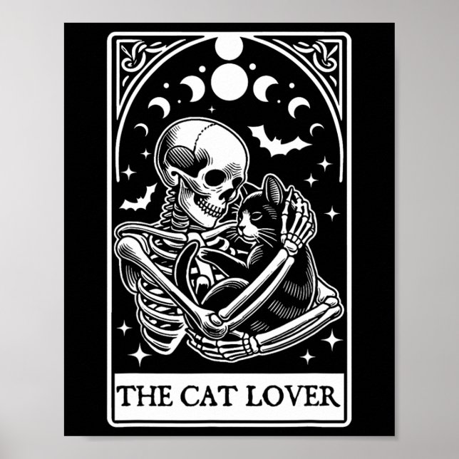 Poster O Esqueleto Do Cartão Tarot Do Gato E O Cat Tarot  (Frente)