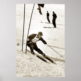 Póster O esqui de competência do slalom do esqui ostenta