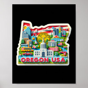 Poster O Estado De Oregon No Sticker Dos Eua