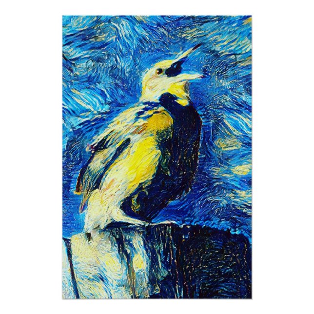 Póster O estilo VanGogh do Pássaro Solitário (Frente)