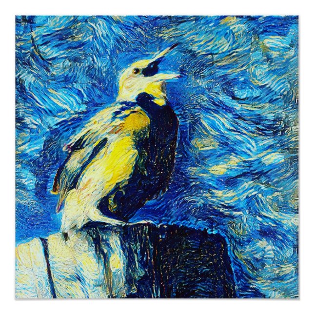 Póster O estilo VanGogh do Pássaro Solitário (Frente)