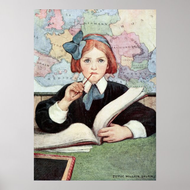 Poster O estudioso de Jessie Willcox Smith (Frente)