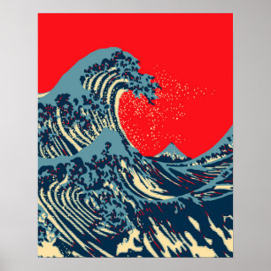 Poster O Excelente Hokusai Wave em Estilo de Arte Esperan