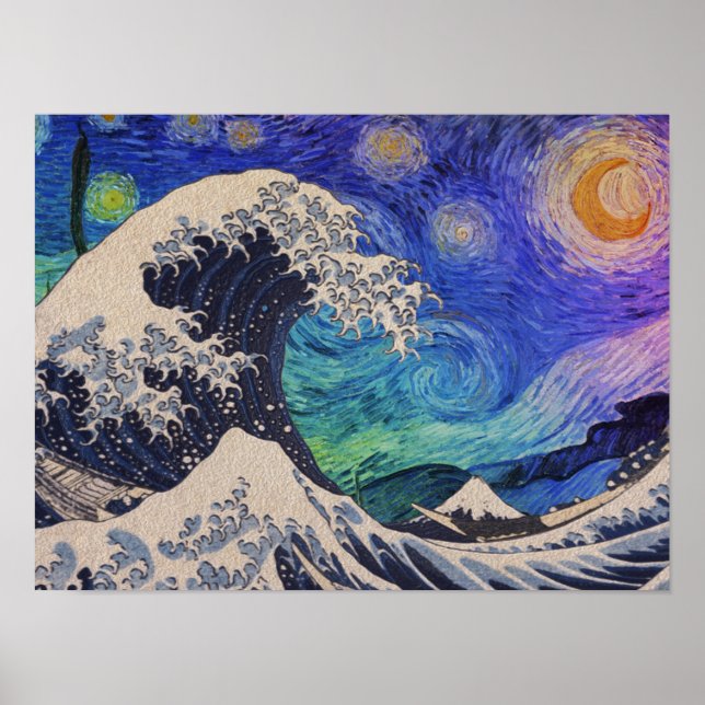 Poster O Excelente Onda Starry Night (Frente)