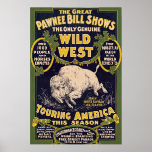 Poster O Excelente Pawnee Bill Mostra, Vintage Circus Pos