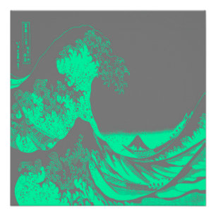 Póster O Excelente Wave Seafoam Green & Cinza Poster