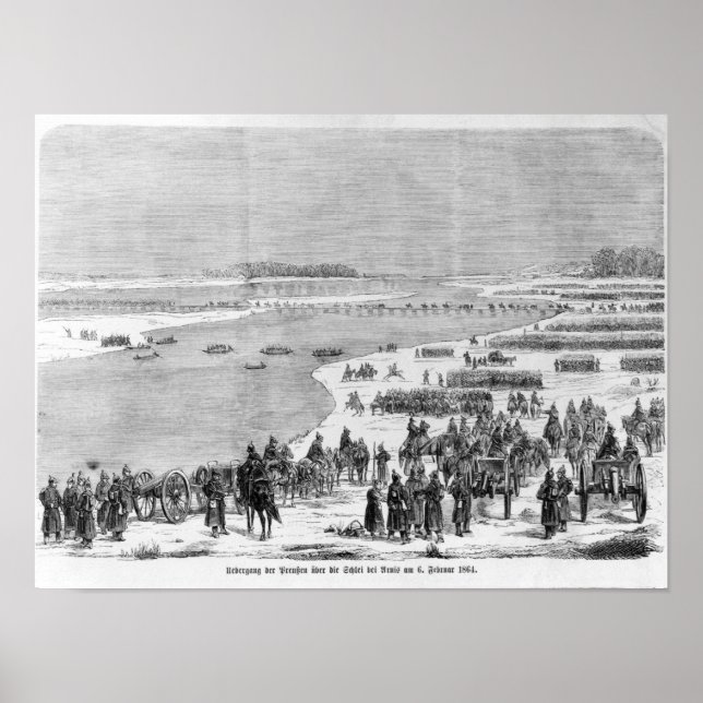 Póster O exército prussiano que atravessa o Shlei em Arni (Frente)