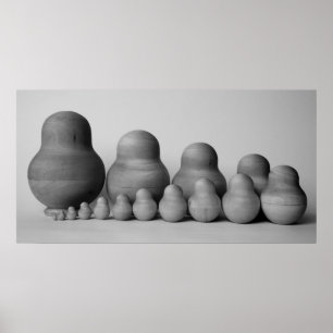 Póster o family_b&w dos matrioshka