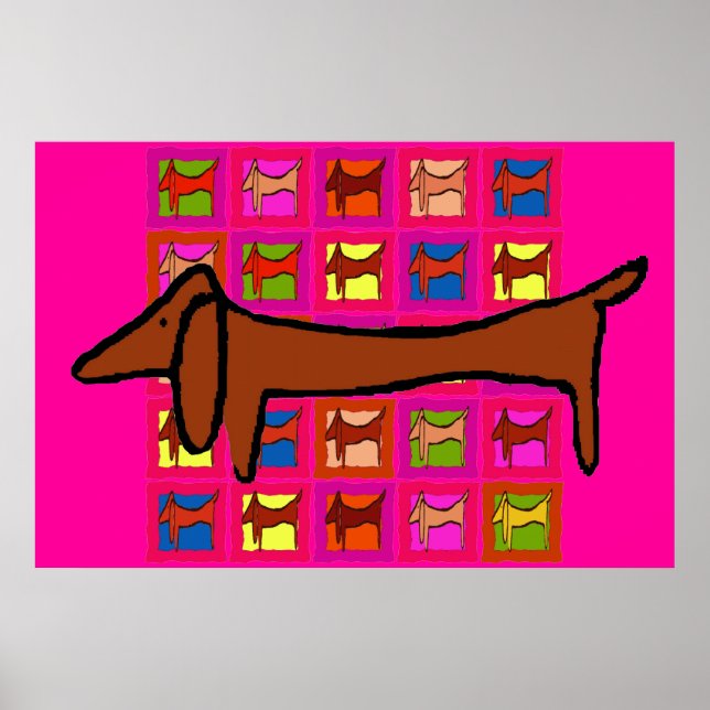 Póster O famoso Abstrato Dachshund Quilt (Frente)