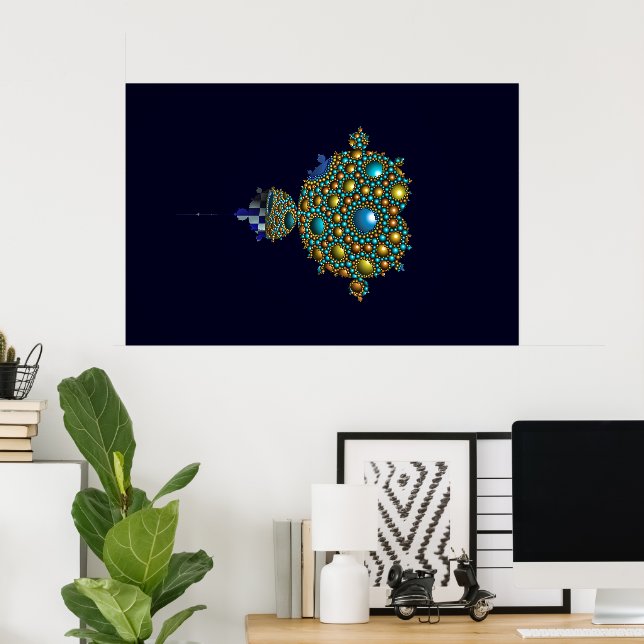 Poster O famoso Mandelbrot ficou branco em azul escuro (Escritório em casa)