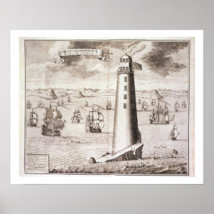 Poster O farol de Eddystone, gravado por Hendrick Hul