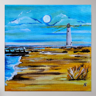 Poster O Farol na Praia Pintura de Alfred Fox
