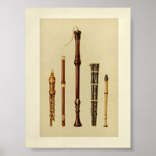 Póster O feijão verde seco dobro, flauta alemão, Flutes