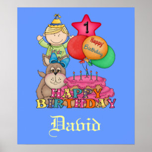 Póster O feliz aniversario Balloons o bebê de um ano do