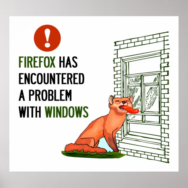 Póster O Firefox encontrou um problema no Windows (Frente)