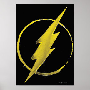 Poster O Flash Emblema do tórax amarelo