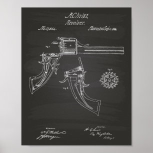 Póster O fogo revolvendo arma uma arte de 1866 patentes -