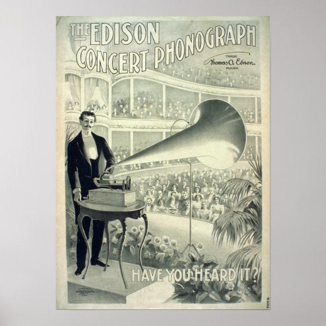 Póster O fonógrafo do concerto Edison. (Frente)