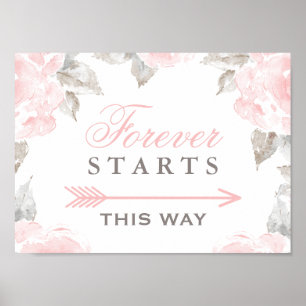Poster O Forever Começa Desta Maneira Rosa Aquarela