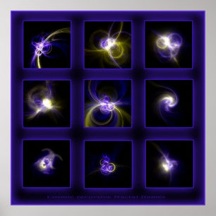 Póster O Fractal arde o compartimento - azul